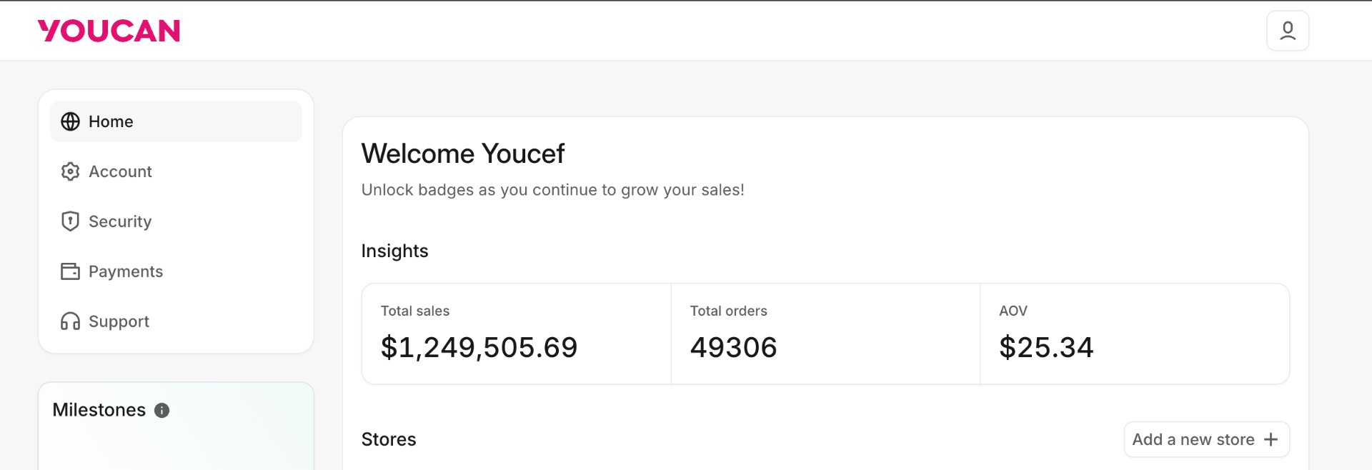 YouCan dashboard